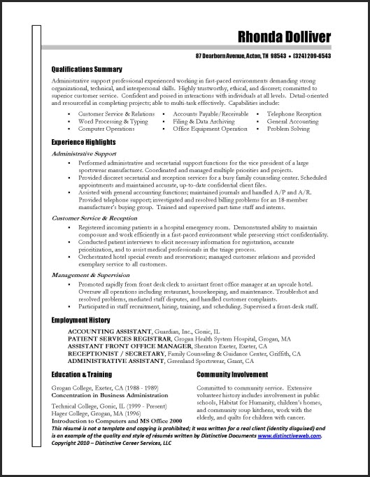 Sample Administrative Assistant Resume Examples