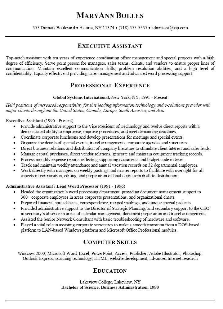 Administrative Assistant Resume