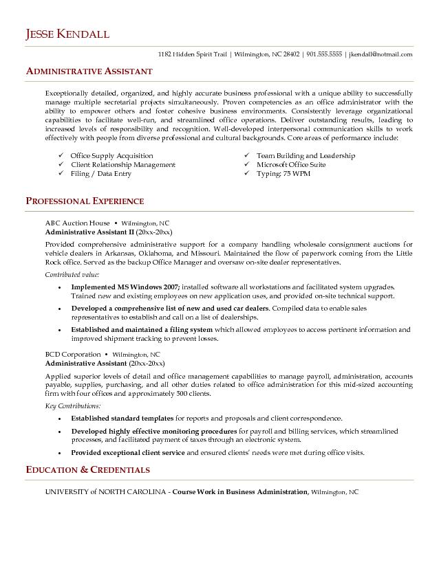 Administrative Assistant Resume