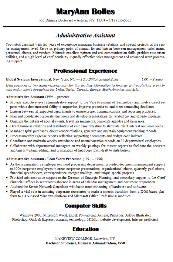Administrative Assistant Resume Objective