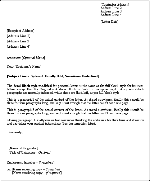 Example application letter purely block form