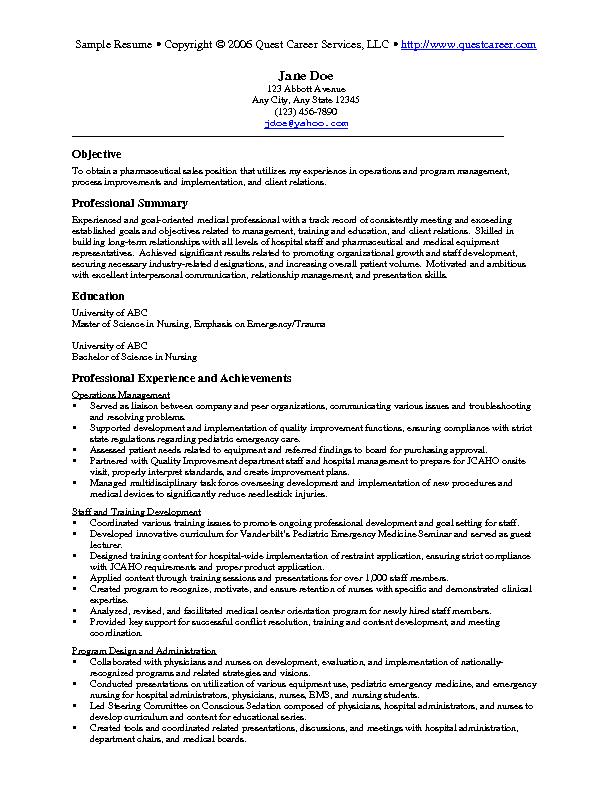 Professional resume sample objectives